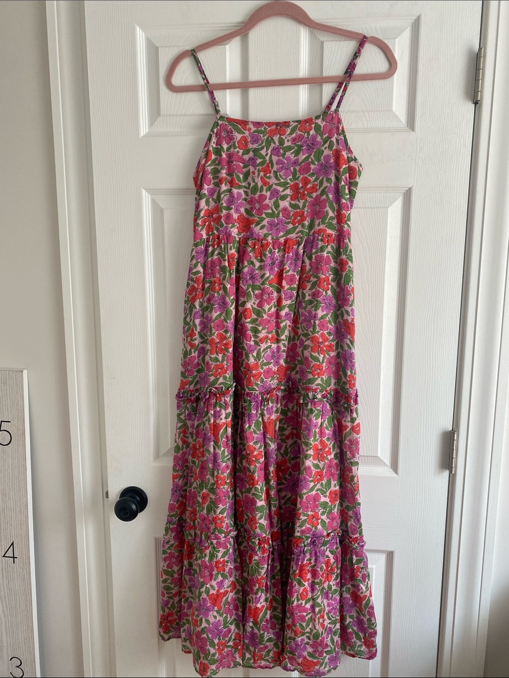 Banjanan Pink & Green Floral Tiered Sundress Size Small